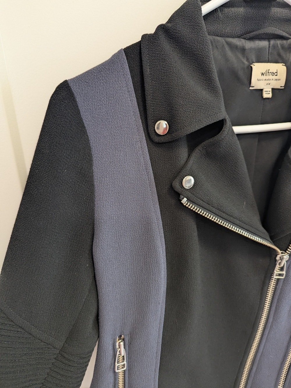 Wilfred Cropped Moto Jacket Black & Grey - Picture 4 of 9